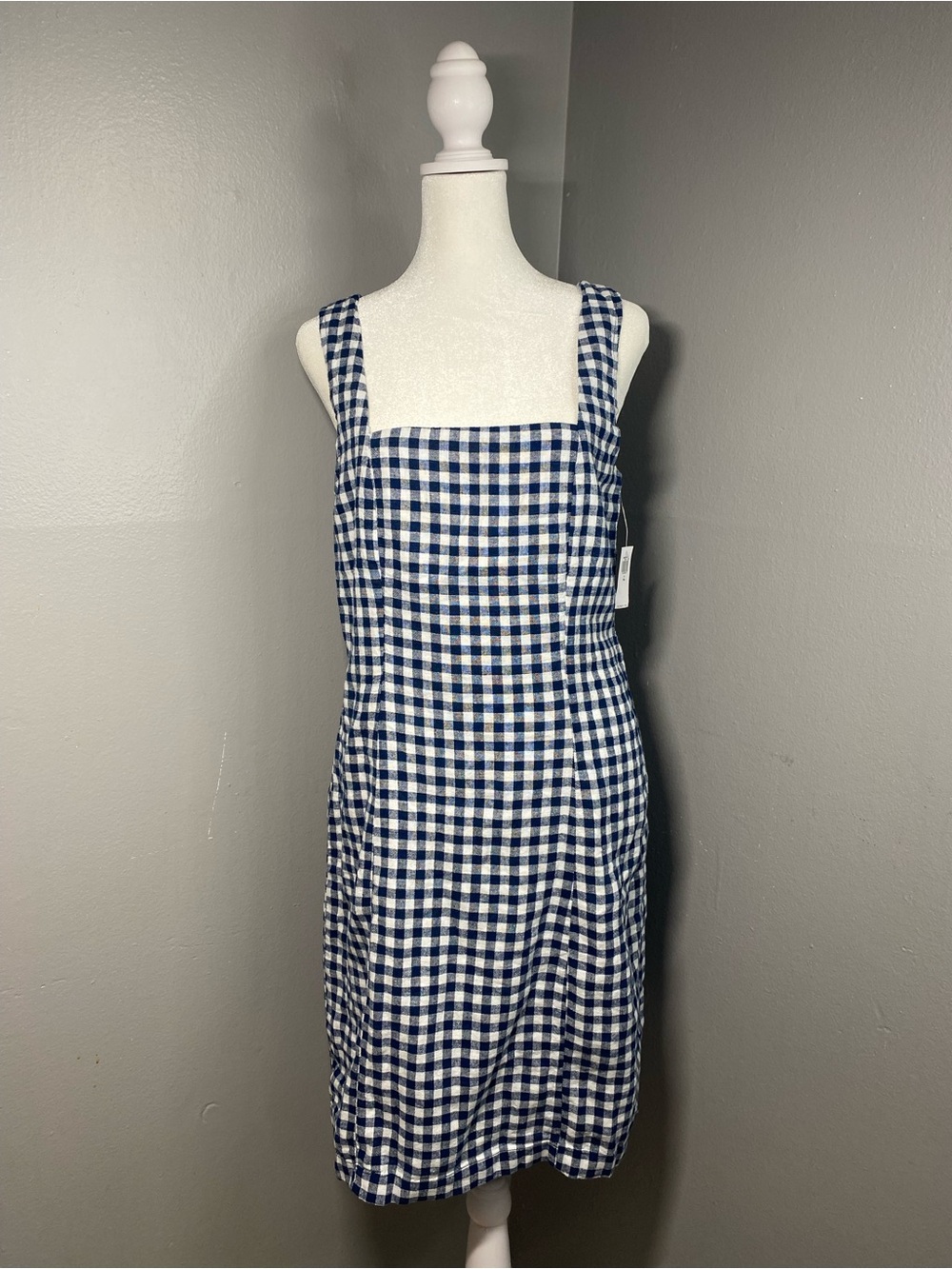 NWT - Old Navy Navy and White Gingham Square-Neck Sundress - S Tall